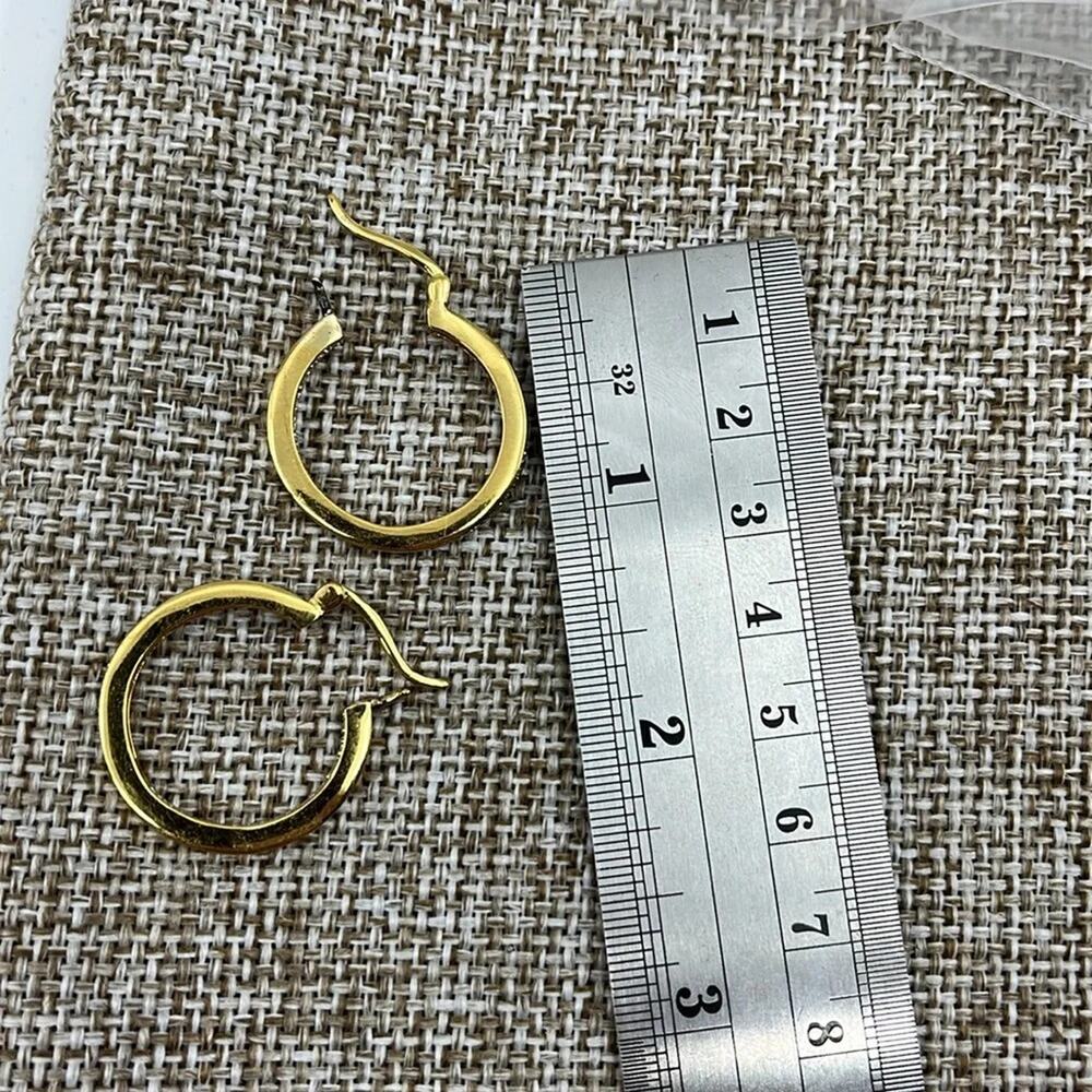 Vintage 925 Sterling Silver Gold Overlay Hoop Earrings - Picture 9 of 14